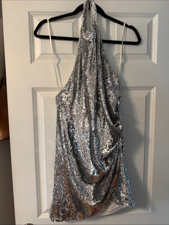 Ronny Kobo Collection Dresses & Skirts - Ronny Kobo Silver Sequin Halter Dress with Ivory Lining